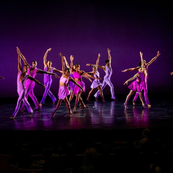 Large group of dancers performing with Philadanco!
