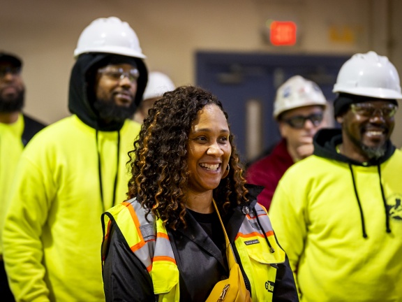 Worker in vest